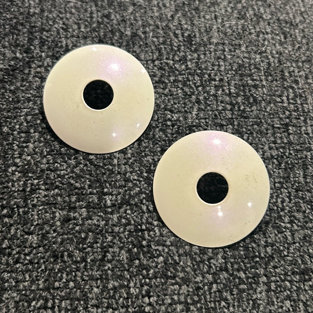 1980s Metal Circle Iridescent Shimmer Statement Earrings